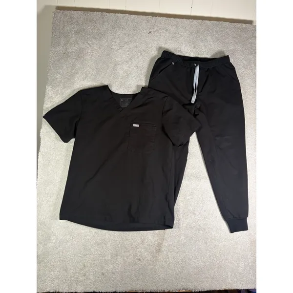 figs scrub set Mens tansen jogger pants (L Short) / leon top (L) Black - Image 2