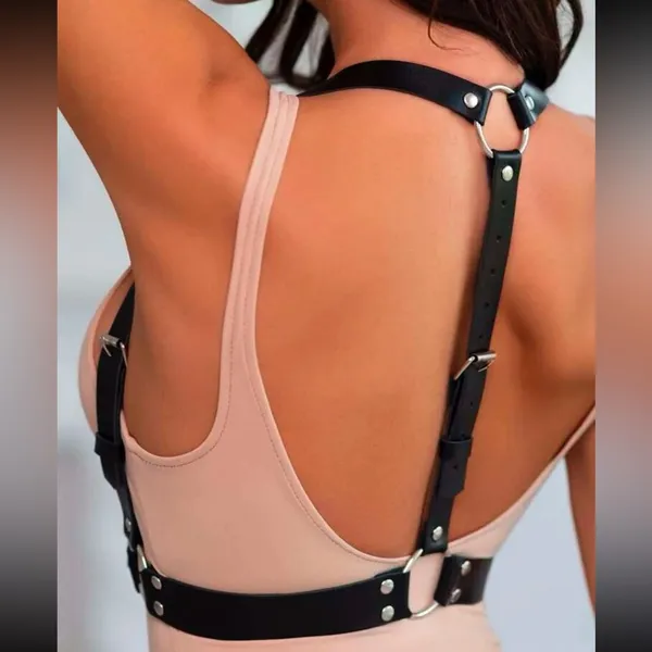 Black O Ring Minimalistic Harness Belt New - Image 2