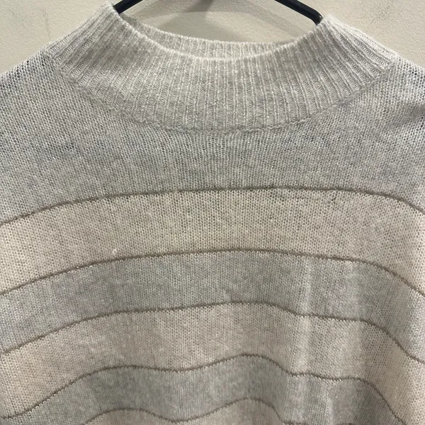 Rails Mist Ivory Glitter Stripe Ellise Sweater Cashmere‎ Silk Blend XS Luxe Cozy - Image 3