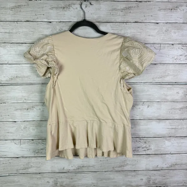 Express Embroidered Eyelet Flutter Sleeve Peplum Top Size Large - Image 3