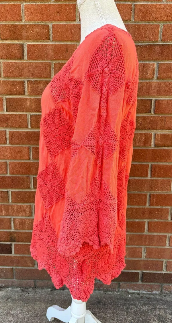 FreePeople 3/4 sleeve crochet top with intricate detailing - Image 6