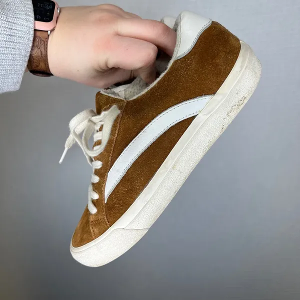 Madewell MWL Court Sneakers English Saddle Brown Suede Low Top Lace Up‎ Shoes - Image 3