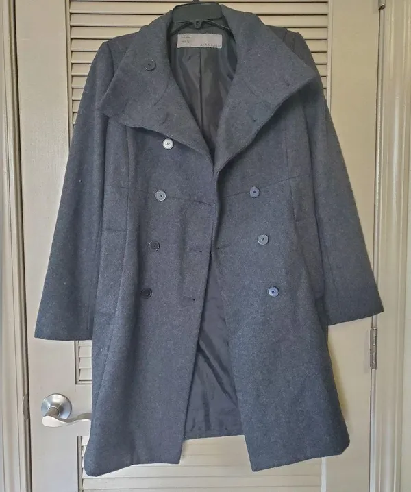 Women's Zara Basic Wool Blend Pea Coat - Image 7