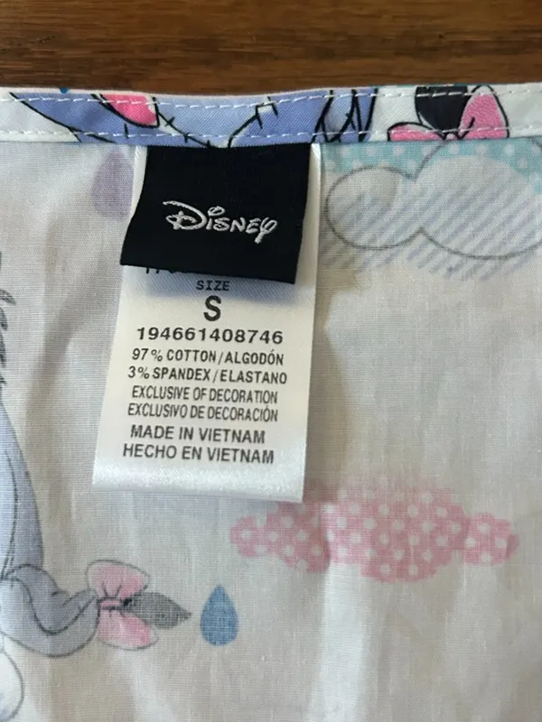 Disney Eeyore Sunshower Womens Scrub Top V-Neck Short Sleeve Pockets Size Small - Image 11
