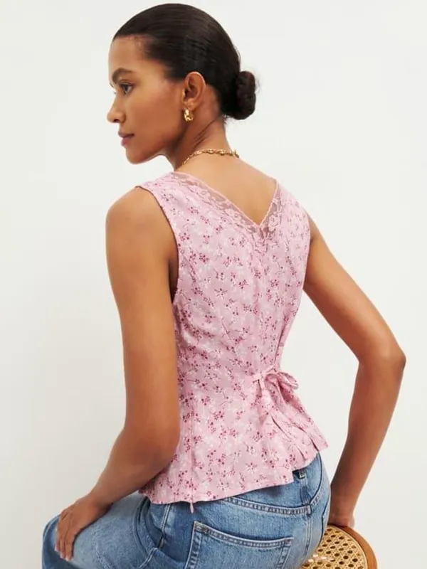 Reformation Cristina Top | Size: 10 | Pink Floral - Image 4