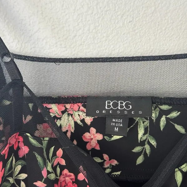 Vintage Y2K USA Made BCBG Floral Slip Dress Mesh Detail Sz M Fairy Boho Pink - Image 10