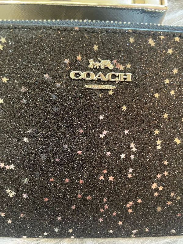 Coach Black Glitter Star Wristlet with Coach Logo - Image 3