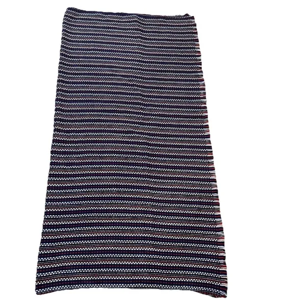 Talbots Fringe‎ Scarf Throw Blanket Red White Blue - Image 4