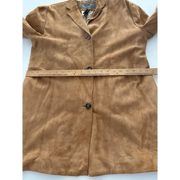 Vintage Y2K Banana Republic Genuine Leather Suede Coat Women Large Brown Jacket* - Image 6