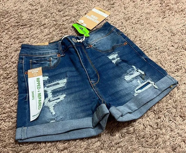 Wax Jean Medium Blue Wash Denim Shorts - Image 4