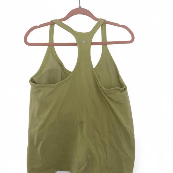 Yogalicious ribbed athletic tank top in a light lime/chartreuse green - Image 5