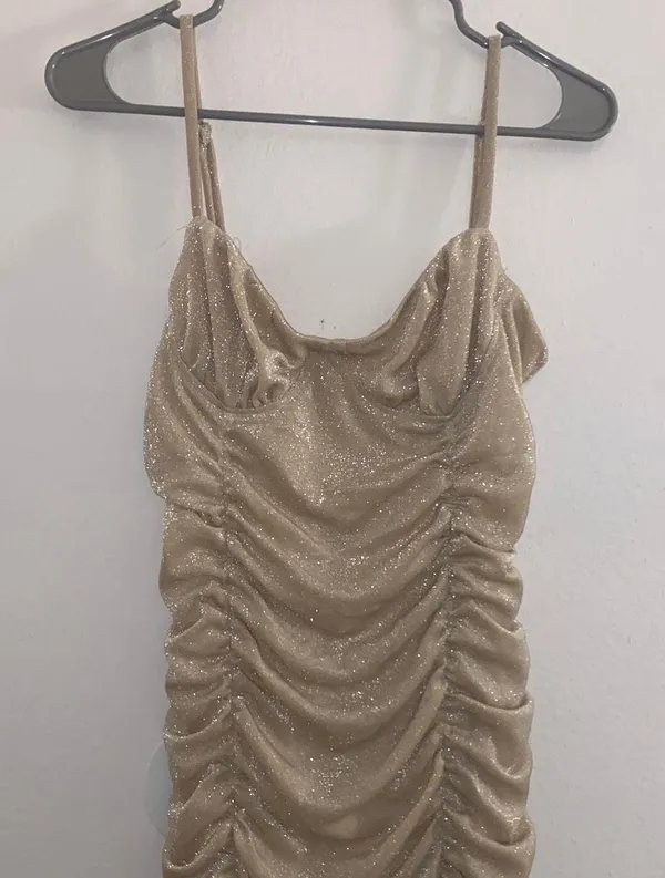 Princess Polly Champagne Rabara Mini Dress - Image 3