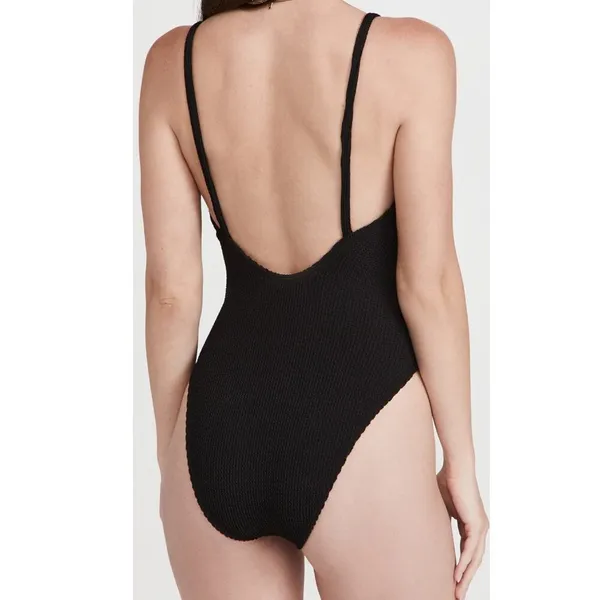 NEW Good American Always Fits One Piece Swimsuit Crinkle Black Women's 1/2 S/M - Image 6