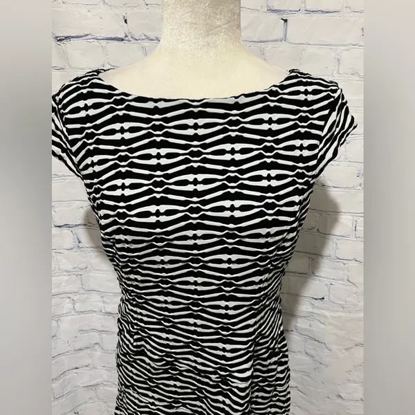 Anne Klein Textured Sleeveless midi Dress Black & White Size 10 - Image 2