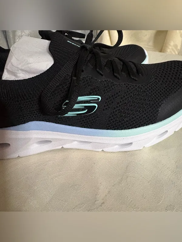 NWT- Skechers Women’s Black Knit Slip-On Sneakers with laces - Image 13