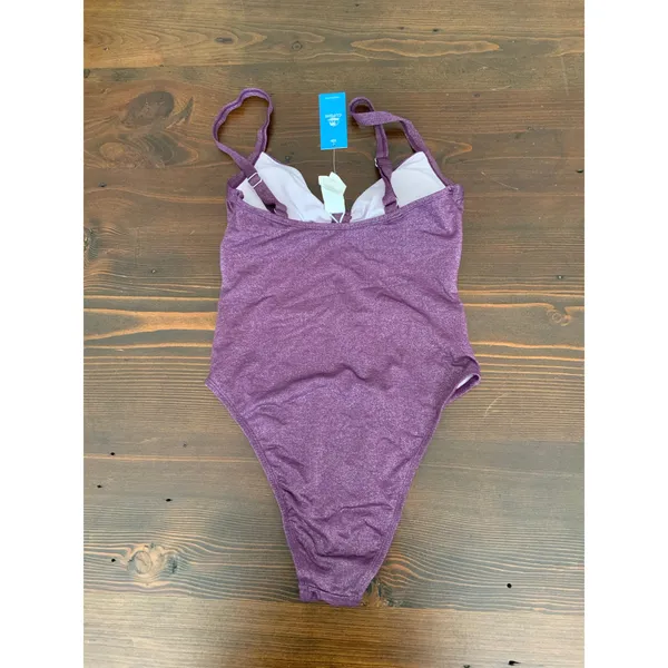 Cupshe‎ Atlantis Plum Lurex Keyhole One-Piece NWT size small - Image 5