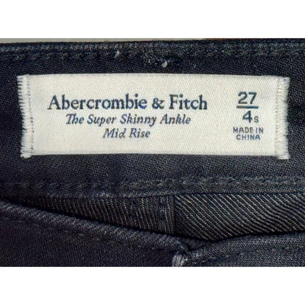 Abercrombie & Fitch The Super Skinny Ankle Mid Rise Black Jeans Size 27 4 Short - Image 4