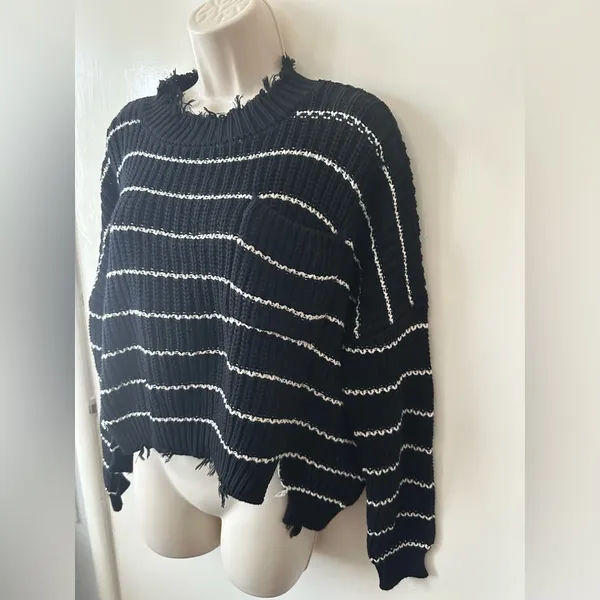 Vintage Havana Black and White Striped Sweater - Image 3