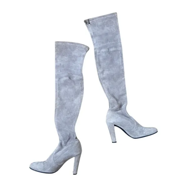 Stuart Weitzman Landmark Gray Over the Knee Suede Heeled Boot EU 36 - Image 3