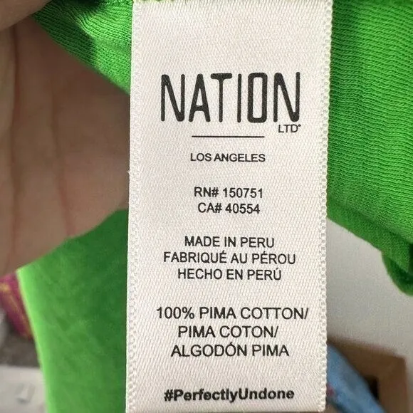 Nation LTD Bright Green Gabby Smocked‎ Midi 100% Pima Cotton Casual Tank Dress L - Image 4