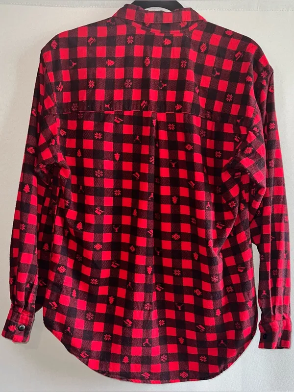 Woolrich Vintage Buffalo Plaid Holiday Flannel Shirt Red Black - Medium - Image 2