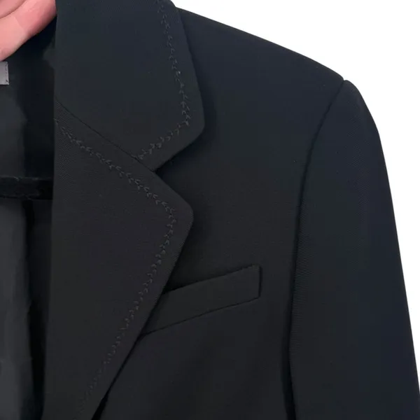 Ann Taylor Womens Black Three Button Pick Stitch Blazer Suit Jacket Sz 4 Career - Image 5