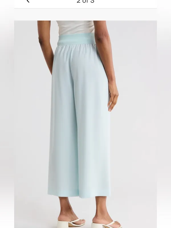 NWT Theory Pants Women's Size 6 Pull On Crepe Soft Pastel Blue Flowy - Image 2