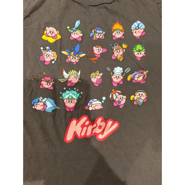 Kirby Nintendo T Shirt Brown Graphic Print Cartoon‎ Video Game Tee Sm - Image 2