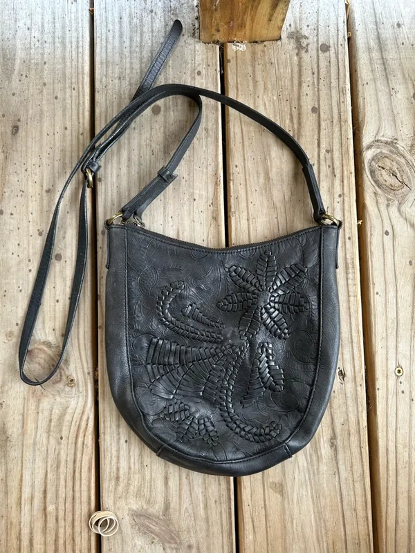 Vintage Y2K Lucky Brand leather bohemian crossbody bag black - Image 2