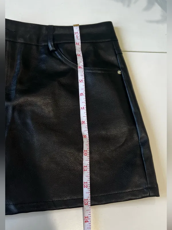 Edikted Black Faux Leather Mini Skirt Size L NWT - Damaged Zipper - Image 7