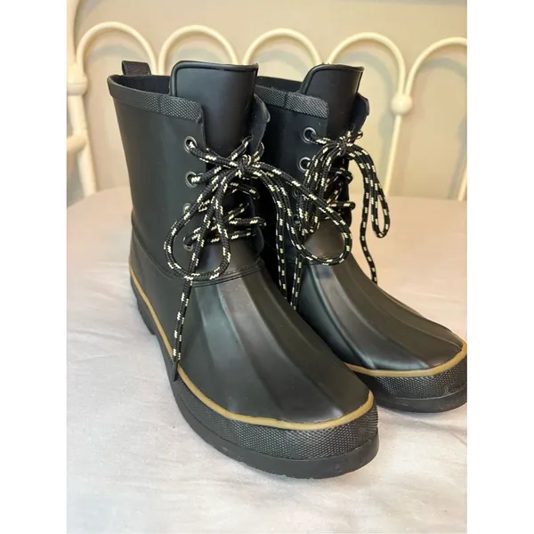 Chooka Classic Rain Duck Boots Black Lace Up Waterproof Women’s 8 - Image 9