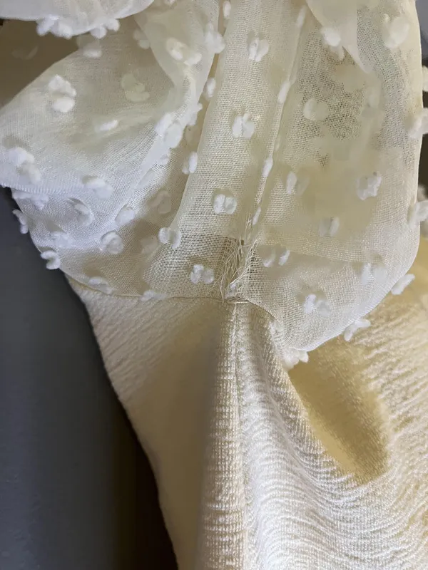 Maeve Sweater Womens Petite XS White Sheer Swiss Dot Balloon Sleeve Pullover - Image 5