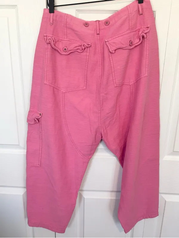 NWT Free People Pink Rose Cargo Lounge Pants MEDIUM - Image 4