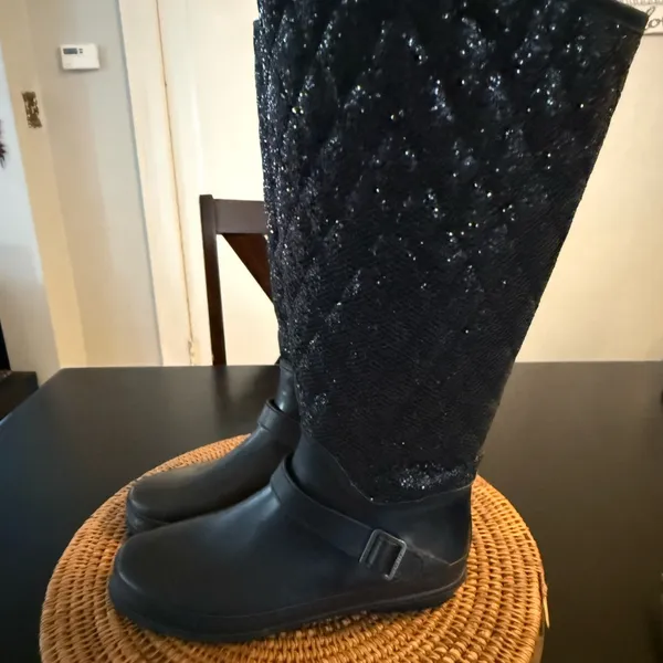Sperry‎ sparkly waterproof Black Quilted Knee-High Boots size 8 - Image 5
