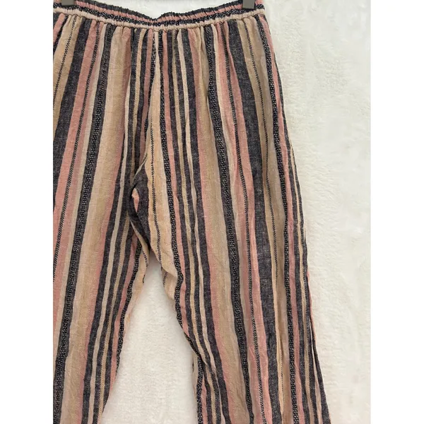 Drew Striped Wrap Front Tulip Hem Pants‎ Pink Navy Tan Small - Image 8