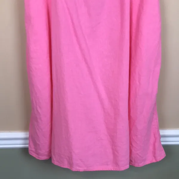 Old Navy Women’s Linen Blend Hot Pink Tie Strap Smocked Back Mini Dress - Image 3