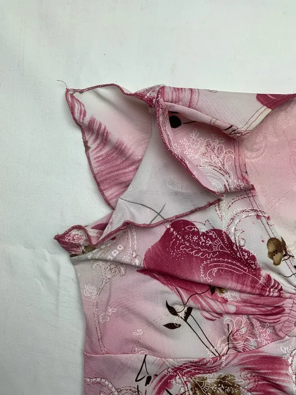 y2k la khaki size large Pink Floral Asymmetrical Women’s Top short sleeve fairy - Image 8