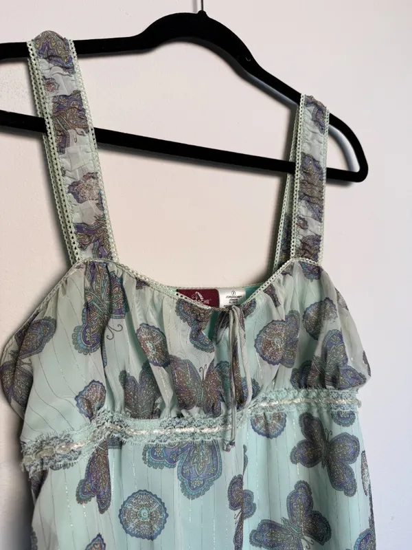 Vintage Y2K Sheer Butterfly Print Flowy Tank Top - Image 2