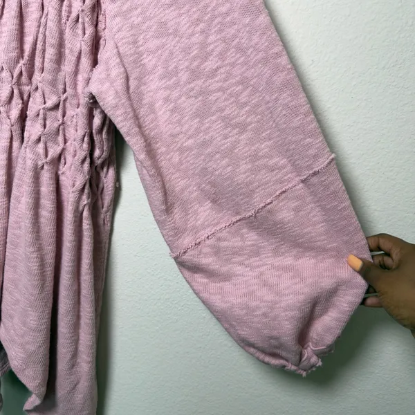NEW‎ $128 Free People Women Cotton Snowbell Babydoll Top Sweater XS/S Pink - Image 8