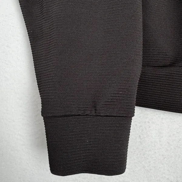 Adrienne Vittadini Sport Women L Black Quarter Zip Pullover Textured Athleisure - Image 6