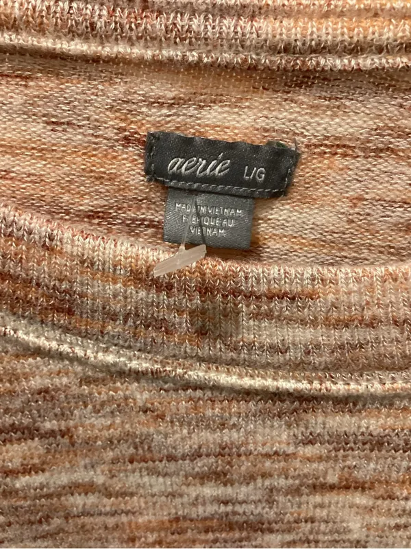 aerie Marled Blush Pink Drawstring-Hem Long Sleeve Top - Image 3