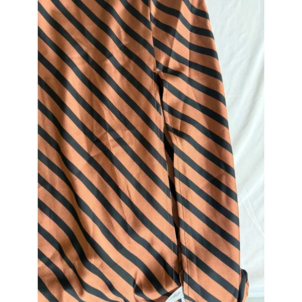 A New Day Women S Brown Striped Satin Slip Midi Dress Adjustable Straps NWT - Image 4
