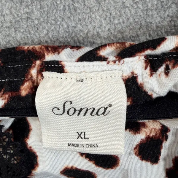 Soma Leopard Print Camisole Lounge Top Women's XL Criss Cross Double Strap - Image 6