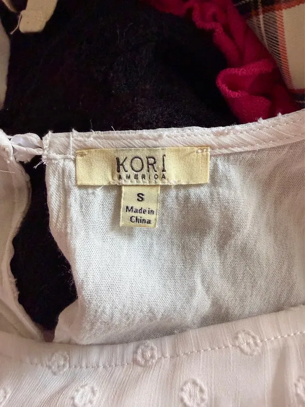 Kori White Chiffon Tiered Swiss Dot Top - Image 6