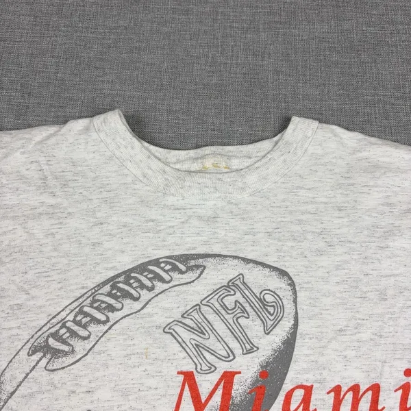 Vintage 90s Miami Dolphins Shirt Mens Medium NFL Tee Single Stitch Crewneck - Image 2