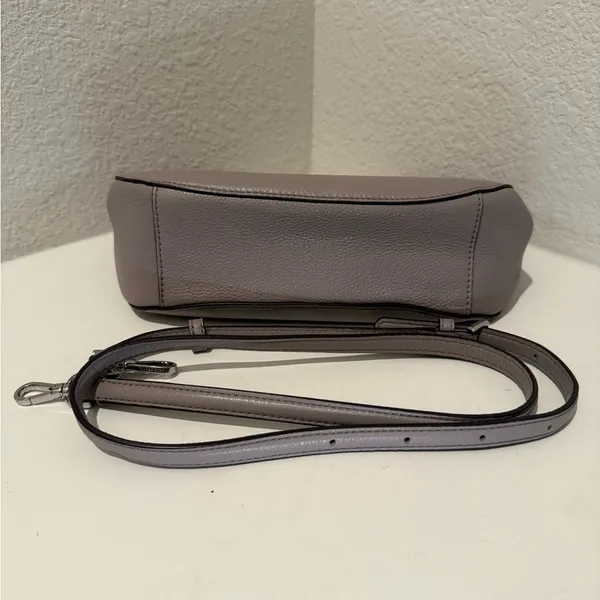 Kate Spade Jackson Gray Taupe Soft Pebbled Leather Medium Flap Crossbody Bag - Image 10
