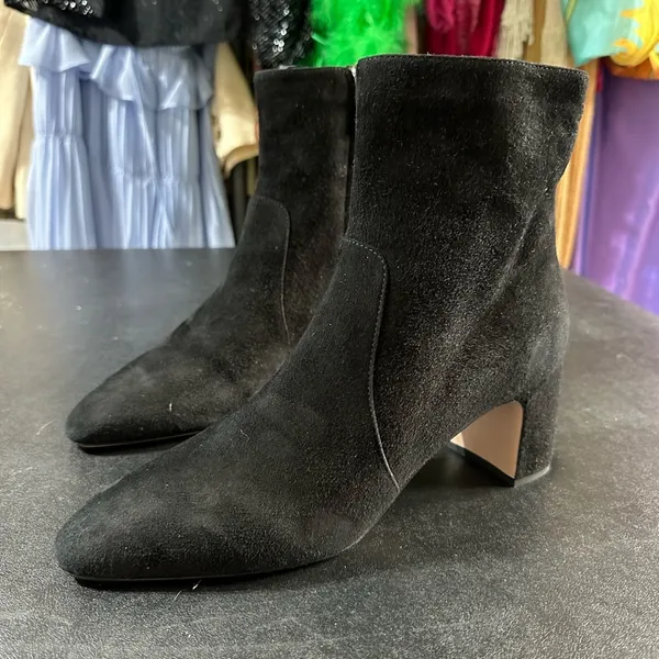 Authentic Prada Black Ankle Boots with Square Toe and Block Heel 40 9 - Image 6