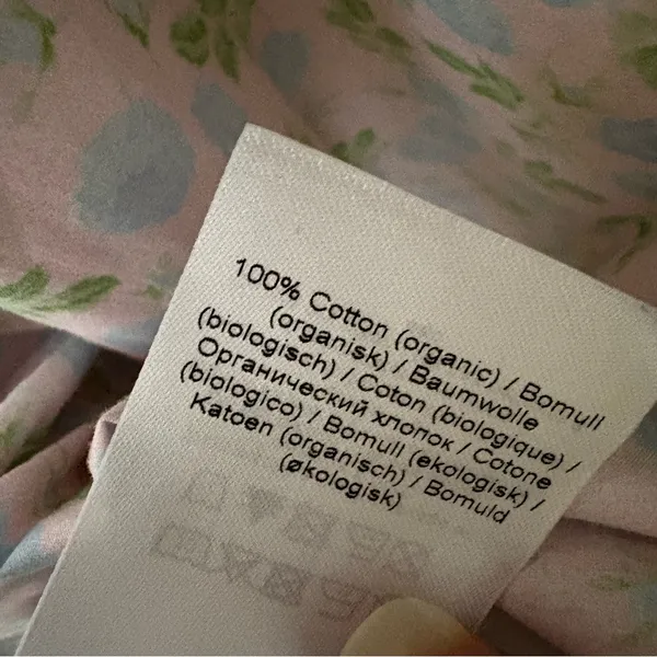 GANNI Ruffled floral-print‎ cotton mini dress Pastel Blue Pink Size 34 - Image 10