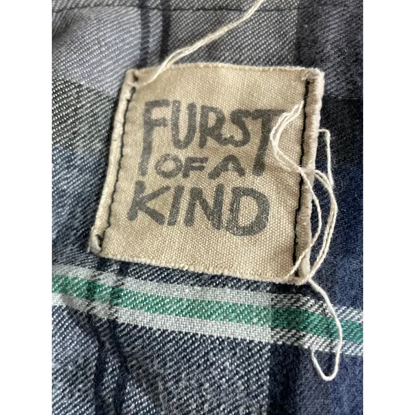 Furst of a Kind Plaid Check Flannel Long Sleeve V Neck Lace Up Shirt Top Sz L/XL - Image 5