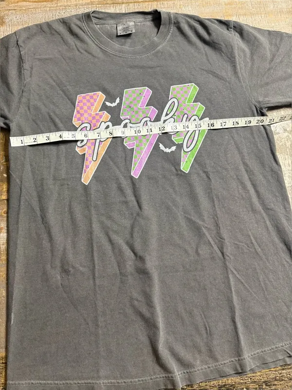 Comfort Colors Pepper Tee with Orange, Purple & Green Lightning Bolts - Image 5